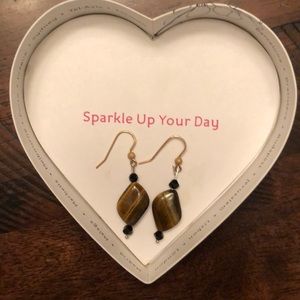 Cat’s eye and black bead earrings
